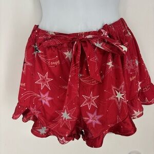 Victoria's Secret Festive Starry Sexy Silky Pajama Shorts Medium Red